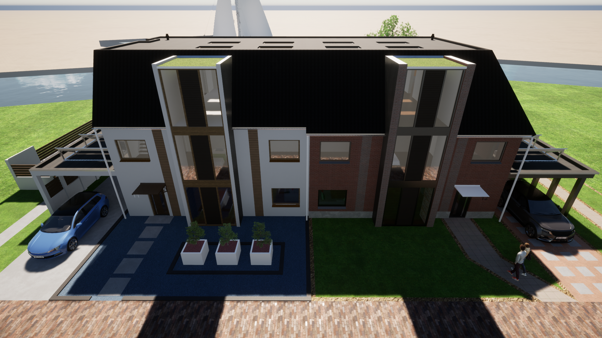 Ontwerp — gedeelde ingang en plattegrond